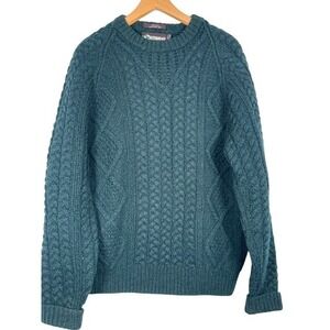 VINTAGE Northwear Nordstrom Hand Knit Shetland Wool Cable Knit Sweater Mens S